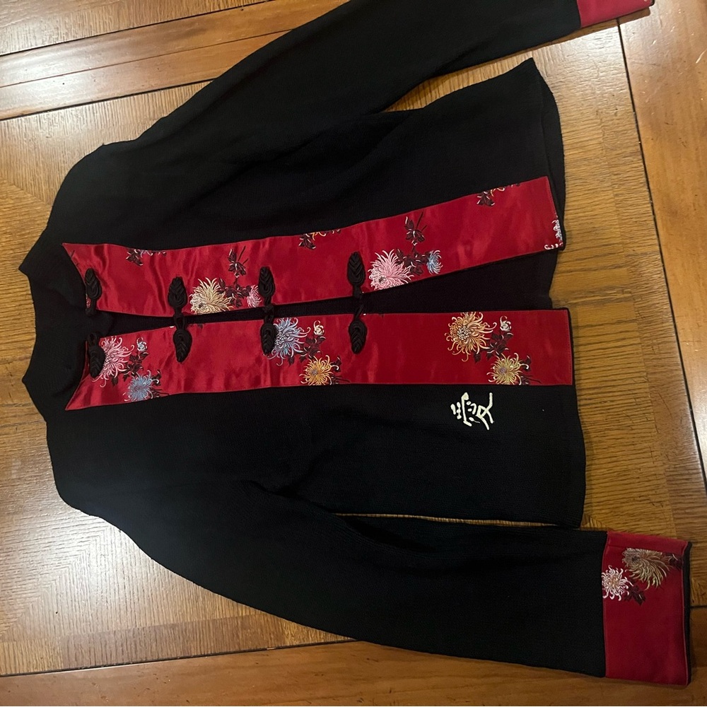Handloomed Cotton Mandarin Collar Statement Jacket Small - Picture 9 of 10